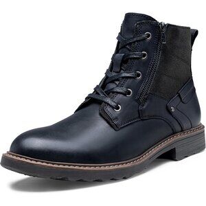 ⚡Men's Motorcycle Lace Up Casual Leather Boot Side Zipper Fashion Chukka Boot